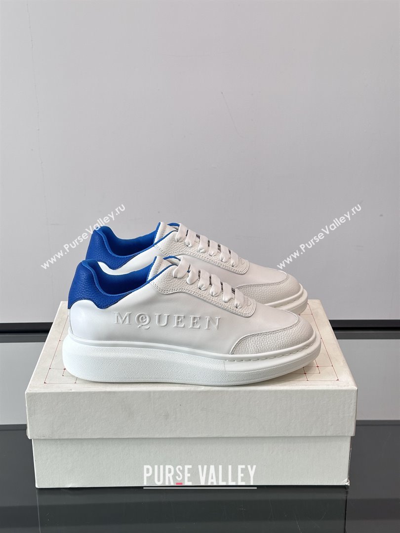 Alexander McQueen Oversized Sneakers in Calfskin Leather AM19 White/Blue 02 2025 (SHH-25081906)