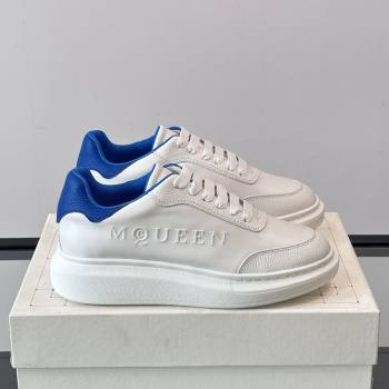 Alexander McQueen Oversized Sneakers in Calfskin Leather AM19 White/Blue 02 2025 (SHH-25081906)