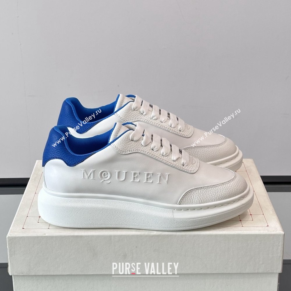 Alexander McQueen Oversized Sneakers in Calfskin Leather AM19 White/Blue 02 2025 (SHH-25081906)