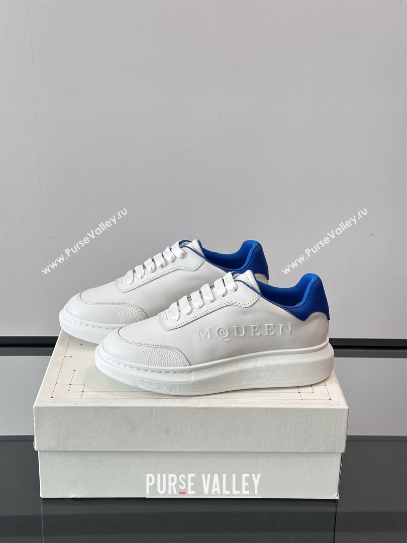 Alexander McQueen Oversized Sneakers in Calfskin Leather AM19 White/Blue 02 2025 (SHH-25081906)