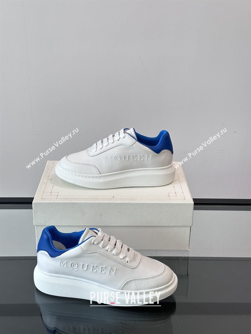 Alexander McQueen Oversized Sneakers in Calfskin Leather AM19 White/Blue 02 2025 (SHH-25081906)