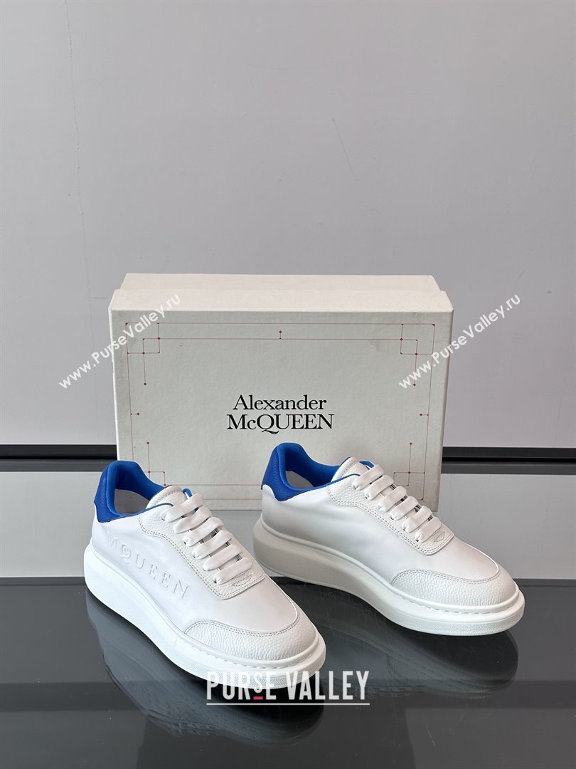 Alexander McQueen Oversized Sneakers in Calfskin Leather AM19 White/Blue 02 2025 (SHH-25081906)