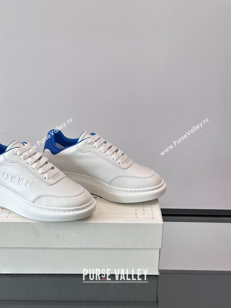 Alexander McQueen Oversized Sneakers in Calfskin Leather AM19 White/Blue 02 2025 (SHH-25081906)