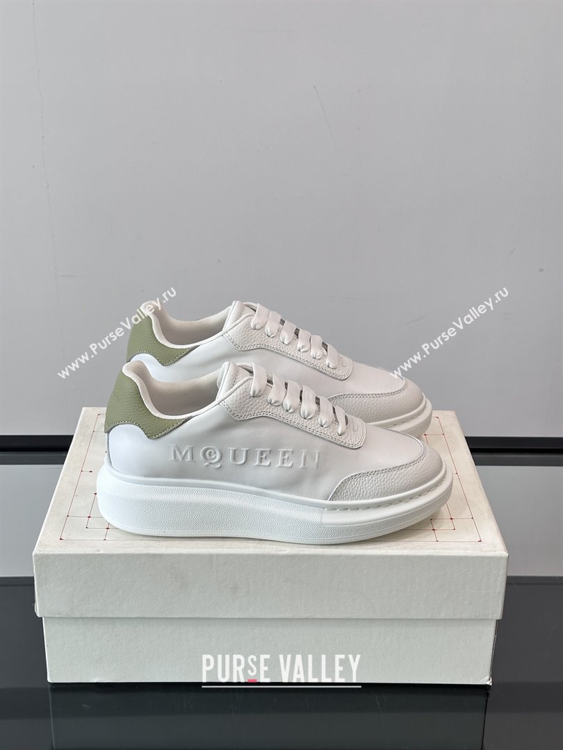 Alexander McQueen Oversized Sneakers in Calfskin Leather AM20 White/Light Green 2025 (SHH-25081907)