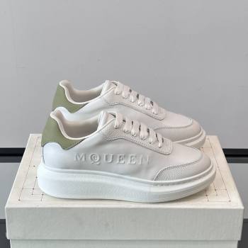 Alexander McQueen Oversized Sneakers in Calfskin Leather AM20 White/Light Green 2025 (SHH-25081907)