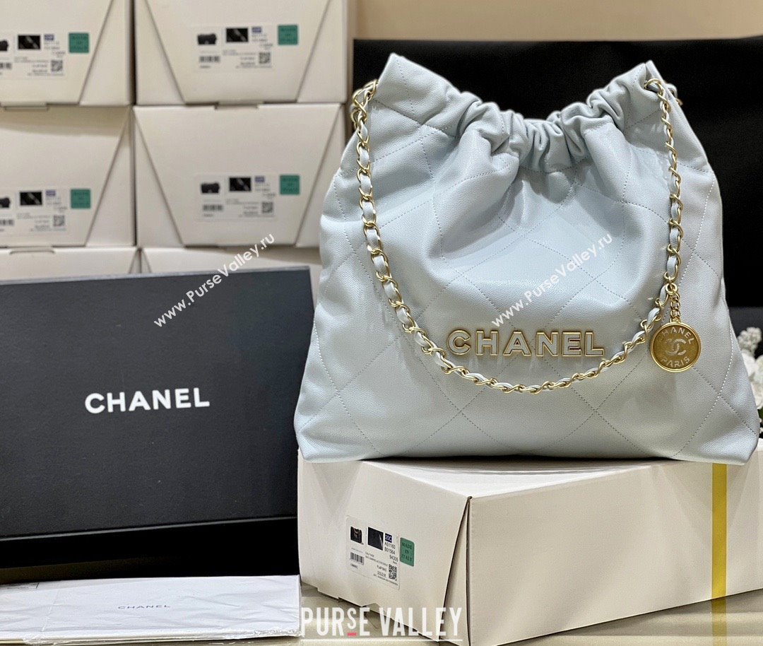 Chanel 22 Bag in Haas Grainy Calfskin AS3261 Light Blue 2025 Top Quality (SHUNY-25081812)