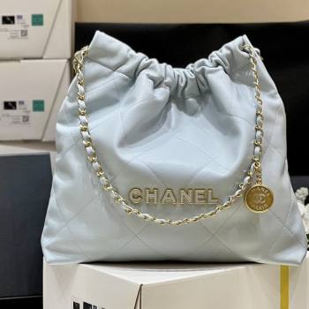 Chanel 22 Bag in Haas Grainy Calfskin AS3261 Light Blue 2025 Top Quality (SHUNY-25081812)