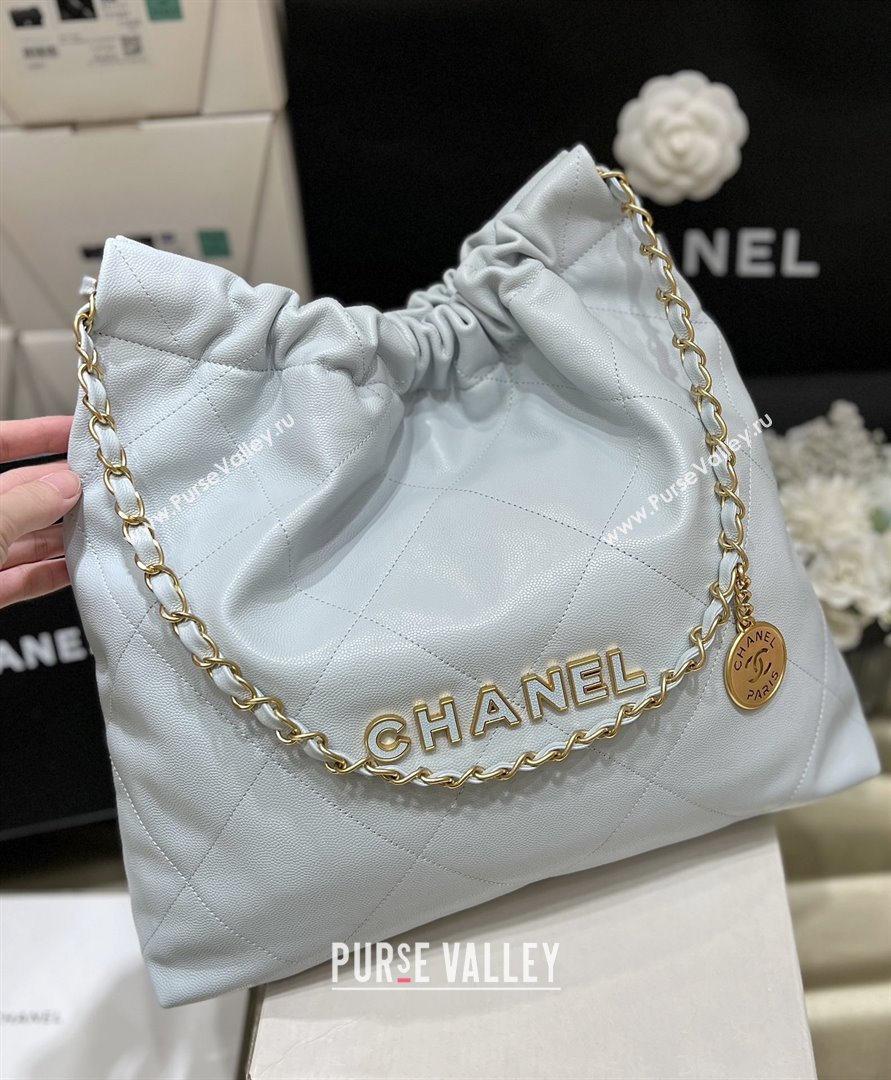 Chanel 22 Bag in Haas Grainy Calfskin AS3261 Light Blue 2025 Top Quality (SHUNY-25081812)