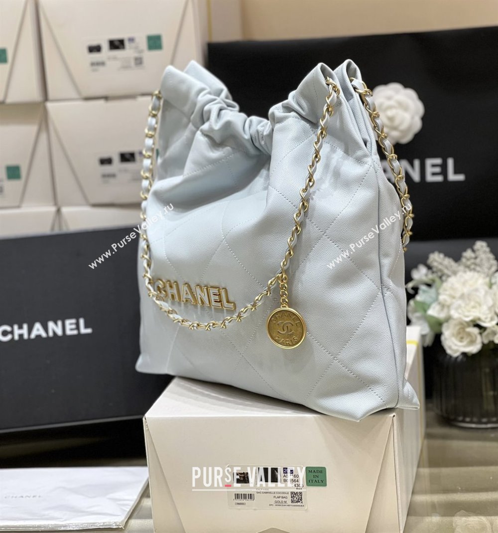 Chanel 22 Bag in Haas Grainy Calfskin AS3261 Light Blue 2025 Top Quality (SHUNY-25081812)