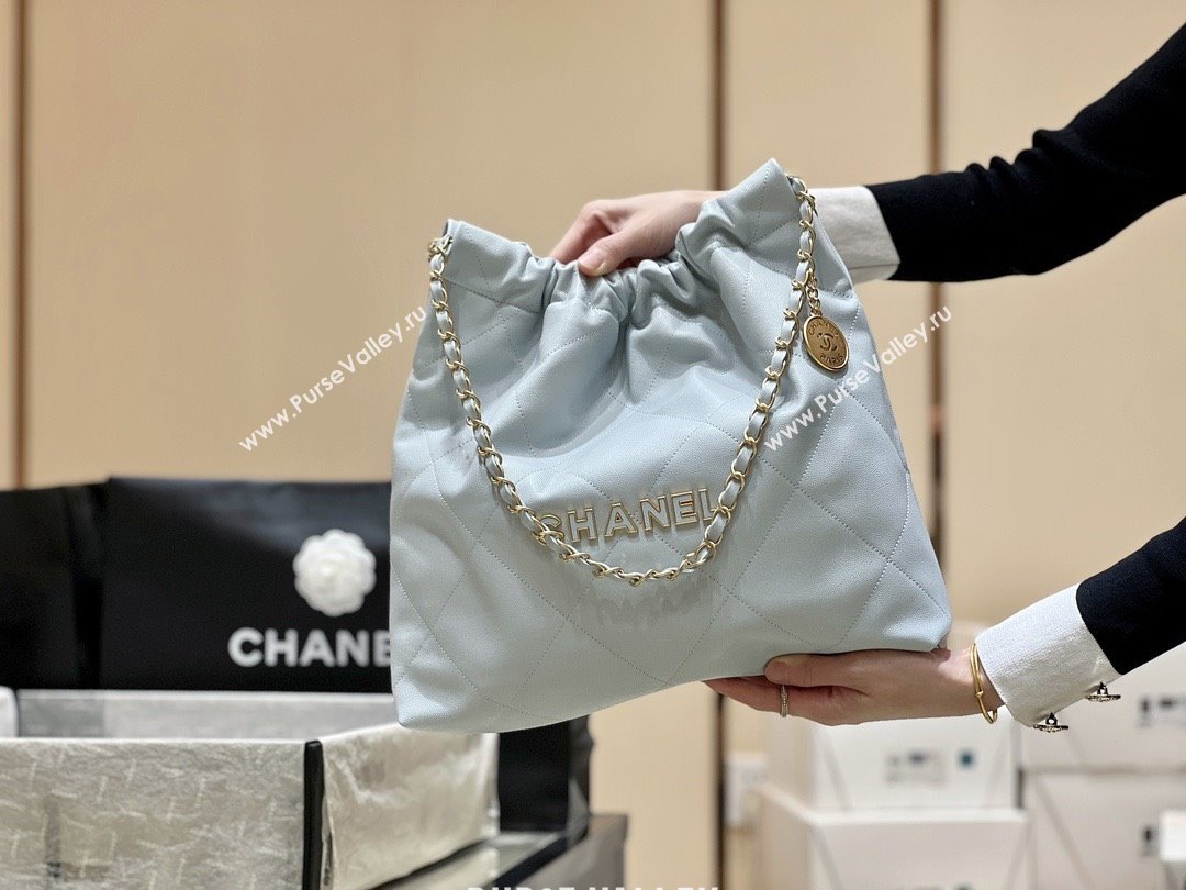Chanel 22 Bag in Haas Grainy Calfskin AS3261 Light Blue 2025 Top Quality (SHUNY-25081812)