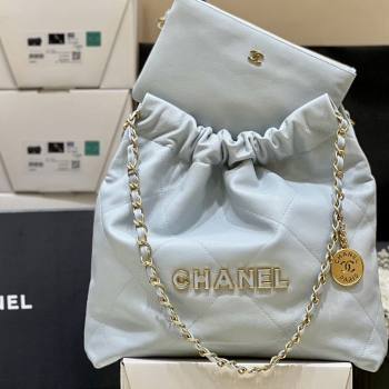 Chanel 22 Small Bag in Haas Grainy Calfskin AS3260 Light Blue 2025 Top Quality (SHUNY-25081811)