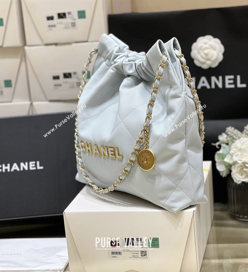 Chanel 22 Small Bag in Haas Grainy Calfskin AS3260 Light Blue 2025 Top Quality (SHUNY-25081811)