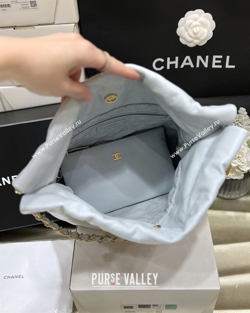 Chanel 22 Small Bag in Haas Grainy Calfskin AS3260 Light Blue 2025 Top Quality (SHUNY-25081811)