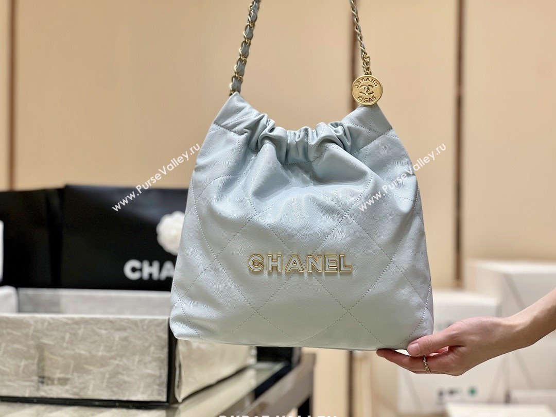 Chanel 22 Small Bag in Haas Grainy Calfskin AS3260 Light Blue 2025 Top Quality (SHUNY-25081811)