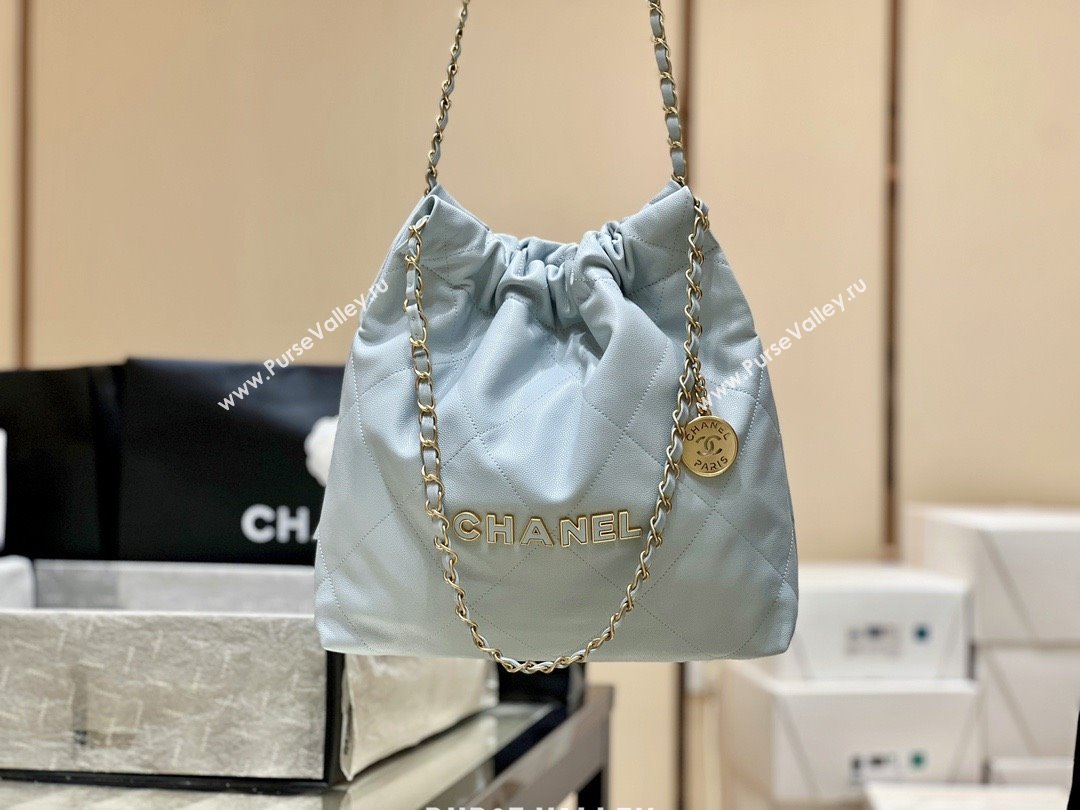 Chanel 22 Small Bag in Haas Grainy Calfskin AS3260 Light Blue 2025 Top Quality (SHUNY-25081811)