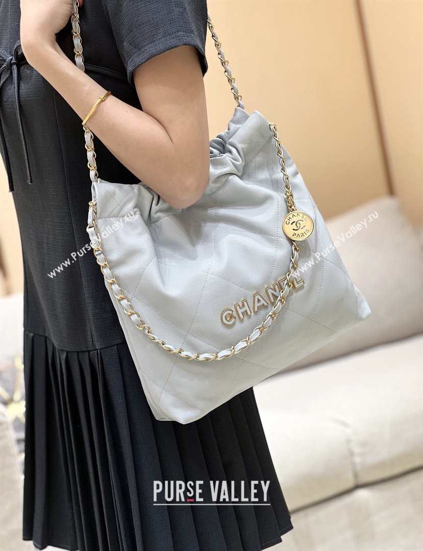 Chanel 22 Small Bag in Haas Grainy Calfskin AS3260 Light Blue 2025 Top Quality (SHUNY-25081811)