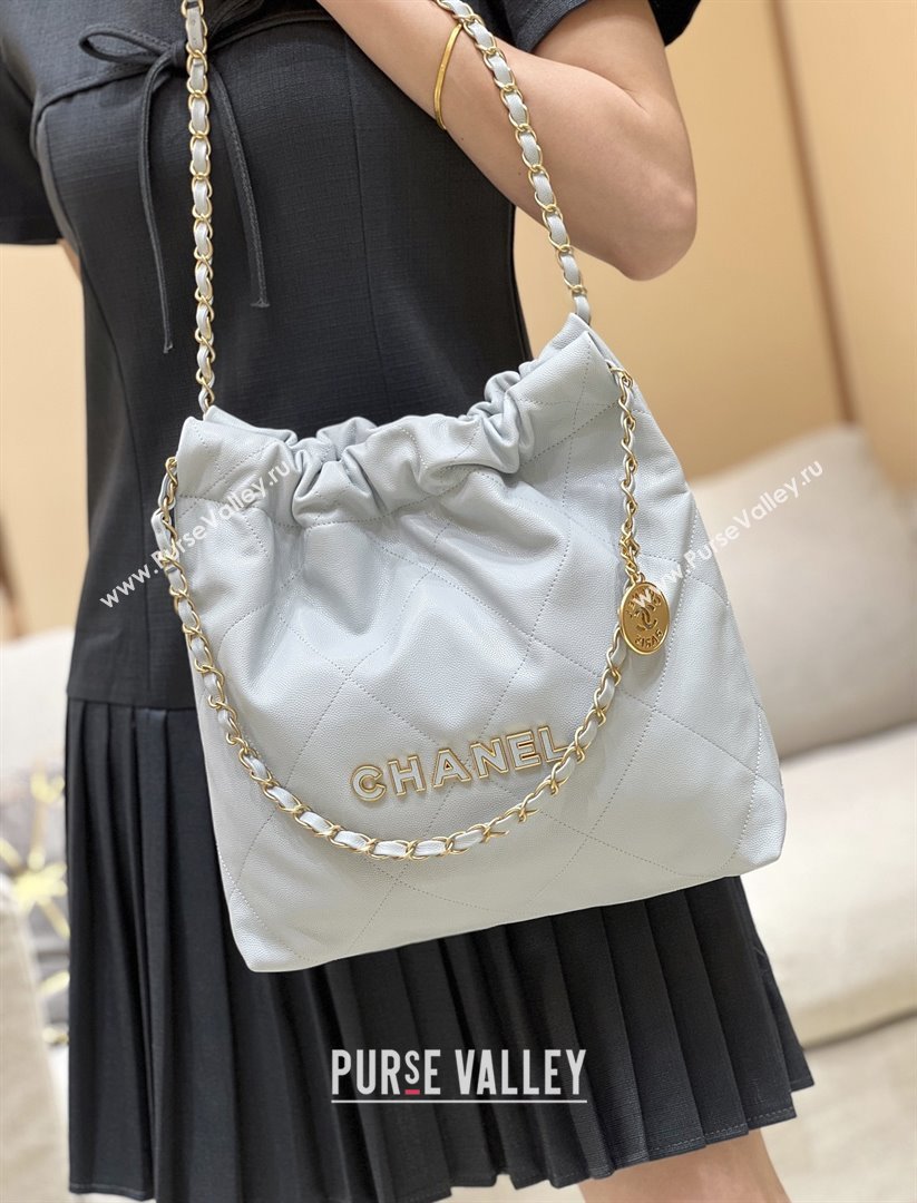 Chanel 22 Small Bag in Haas Grainy Calfskin AS3260 Light Blue 2025 Top Quality (SHUNY-25081811)