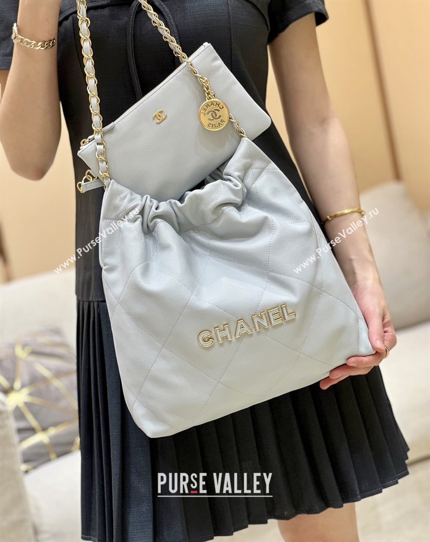 Chanel 22 Small Bag in Haas Grainy Calfskin AS3260 Light Blue 2025 Top Quality (SHUNY-25081811)
