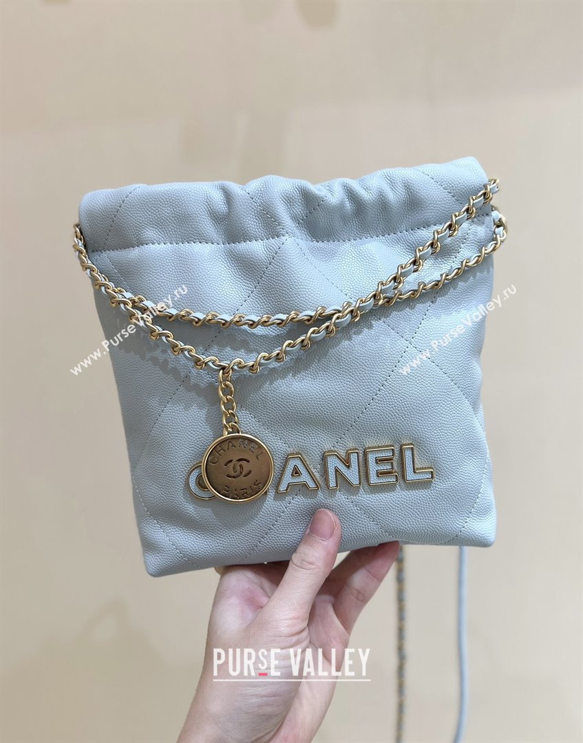Chanel 22 Mini Bag in Haas Grainy Calfskin AS3980 Light Blue 2025 Top Quality (SHUNY-25081810)