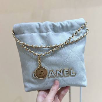 Chanel 22 Mini Bag in Haas Grainy Calfskin AS3980 Light Blue 2025 Top Quality (SHUNY-25081810)