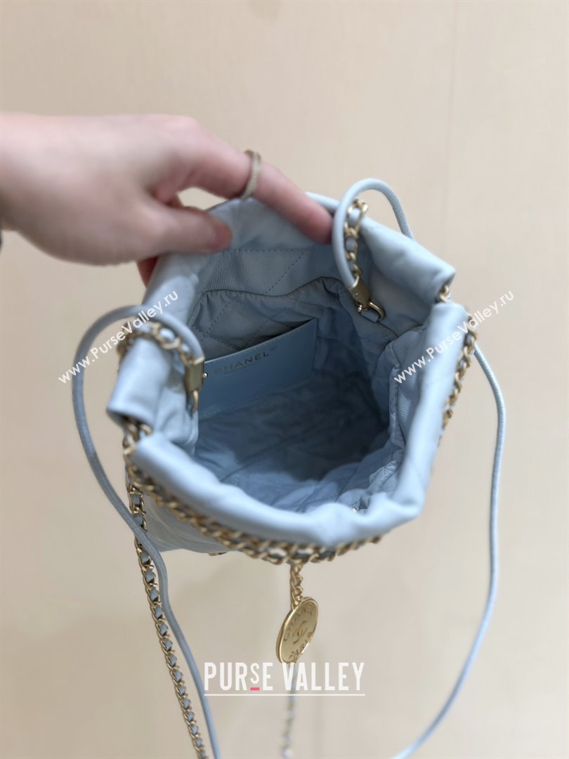 Chanel 22 Mini Bag in Haas Grainy Calfskin AS3980 Light Blue 2025 Top Quality (SHUNY-25081810)
