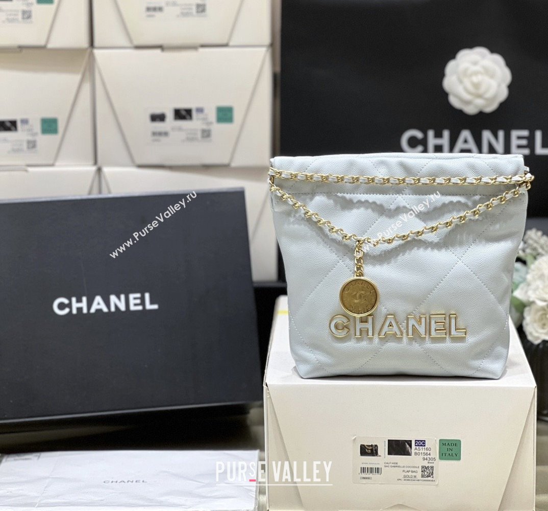 Chanel 22 Mini Bag in Haas Grainy Calfskin AS3980 Light Blue 2025 Top Quality (SHUNY-25081810)