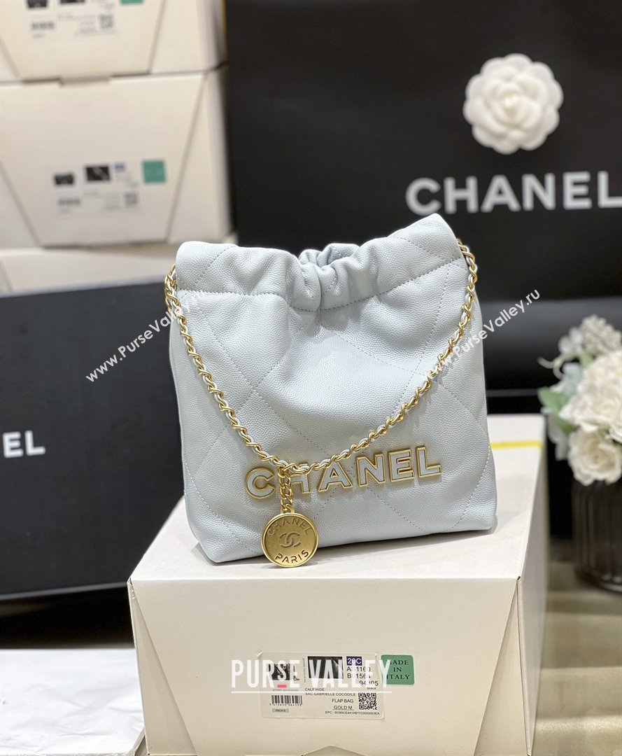 Chanel 22 Mini Bag in Haas Grainy Calfskin AS3980 Light Blue 2025 Top Quality (SHUNY-25081810)
