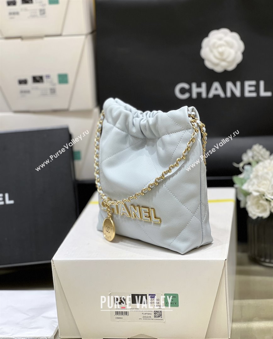 Chanel 22 Mini Bag in Haas Grainy Calfskin AS3980 Light Blue 2025 Top Quality (SHUNY-25081810)