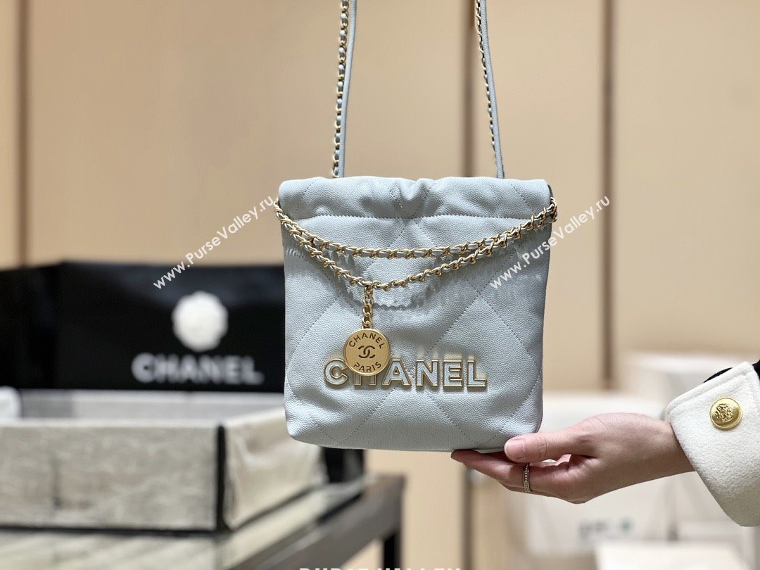 Chanel 22 Mini Bag in Haas Grainy Calfskin AS3980 Light Blue 2025 Top Quality (SHUNY-25081810)