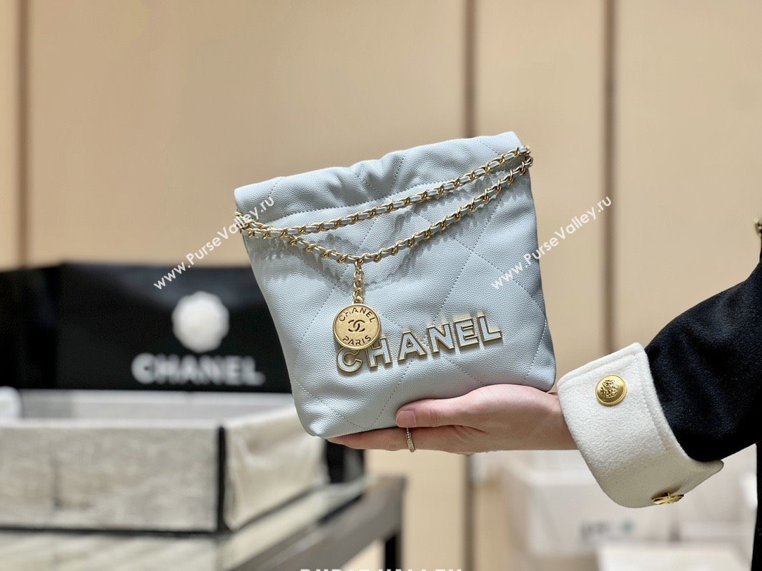 Chanel 22 Mini Bag in Haas Grainy Calfskin AS3980 Light Blue 2025 Top Quality (SHUNY-25081810)