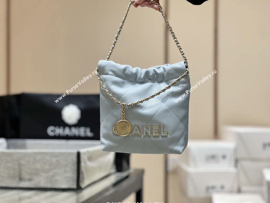 Chanel 22 Mini Bag in Haas Grainy Calfskin AS3980 Light Blue 2025 Top Quality (SHUNY-25081810)
