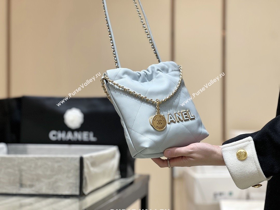 Chanel 22 Mini Bag in Haas Grainy Calfskin AS3980 Light Blue 2025 Top Quality (SHUNY-25081810)