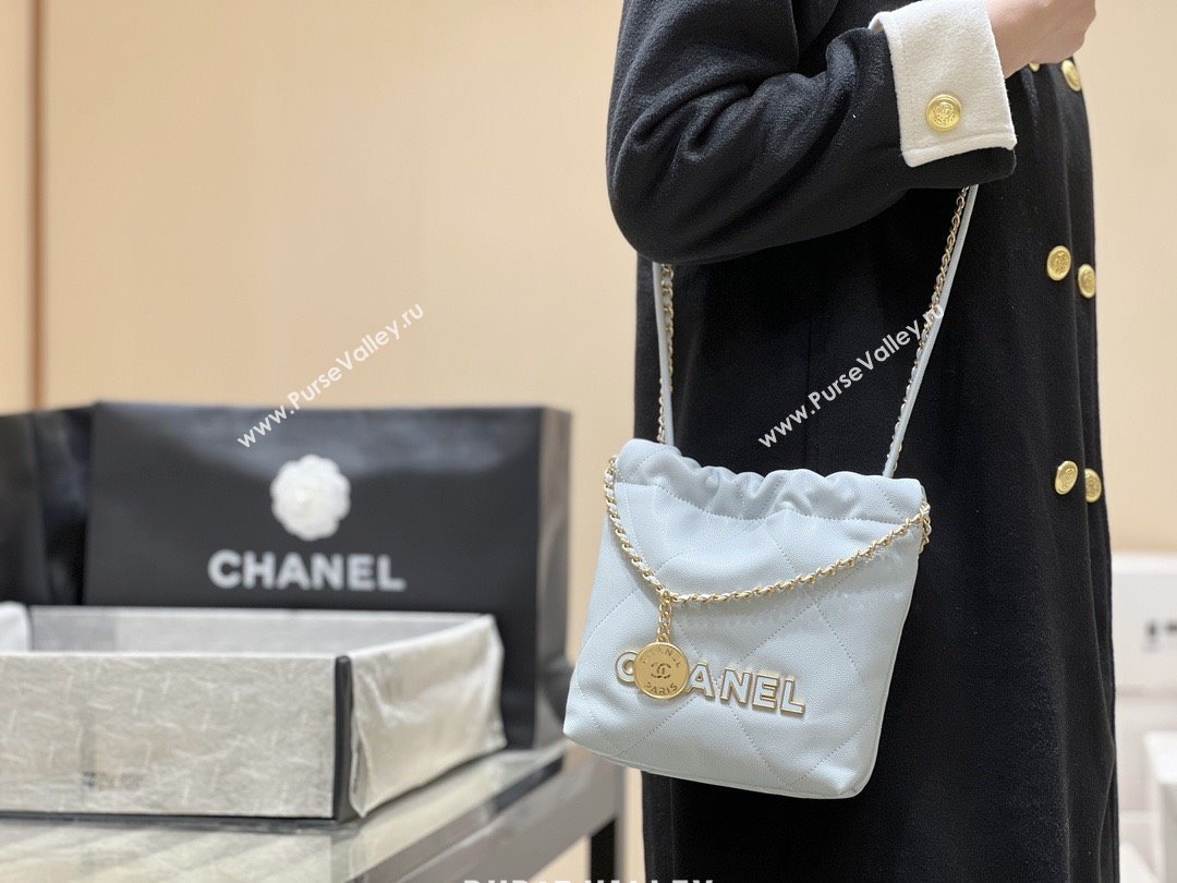 Chanel 22 Mini Bag in Haas Grainy Calfskin AS3980 Light Blue 2025 Top Quality (SHUNY-25081810)