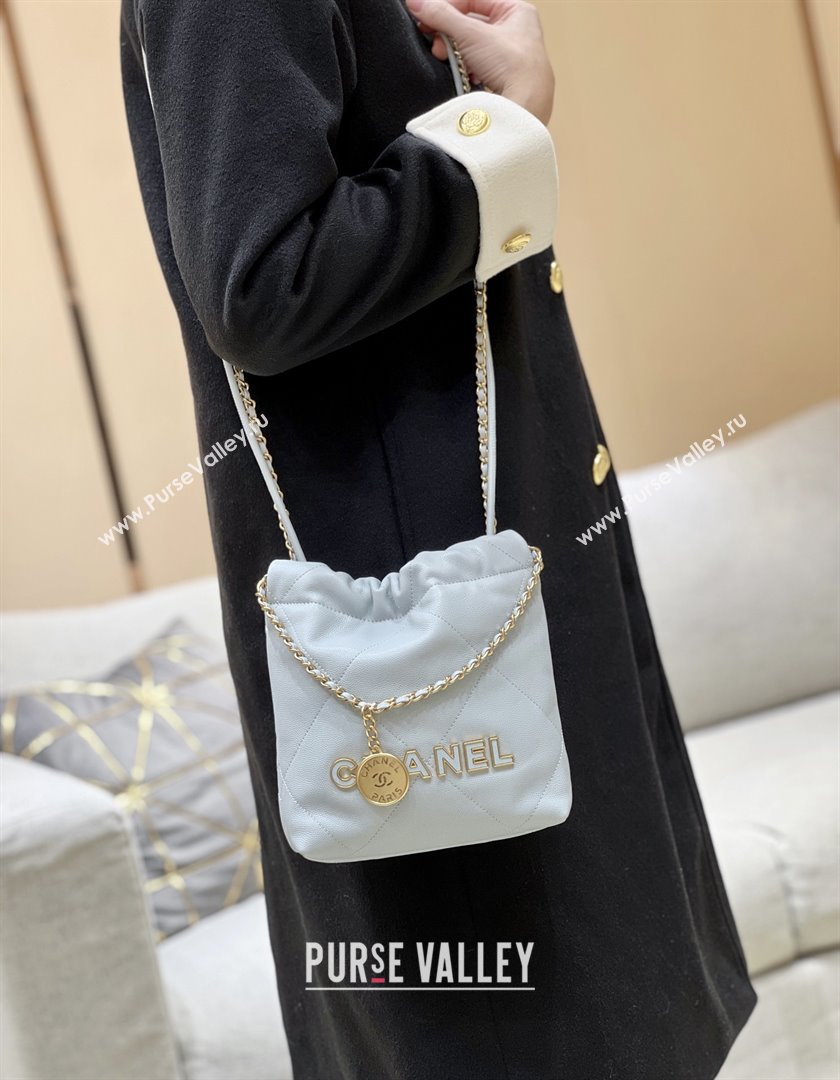 Chanel 22 Mini Bag in Haas Grainy Calfskin AS3980 Light Blue 2025 Top Quality (SHUNY-25081810)