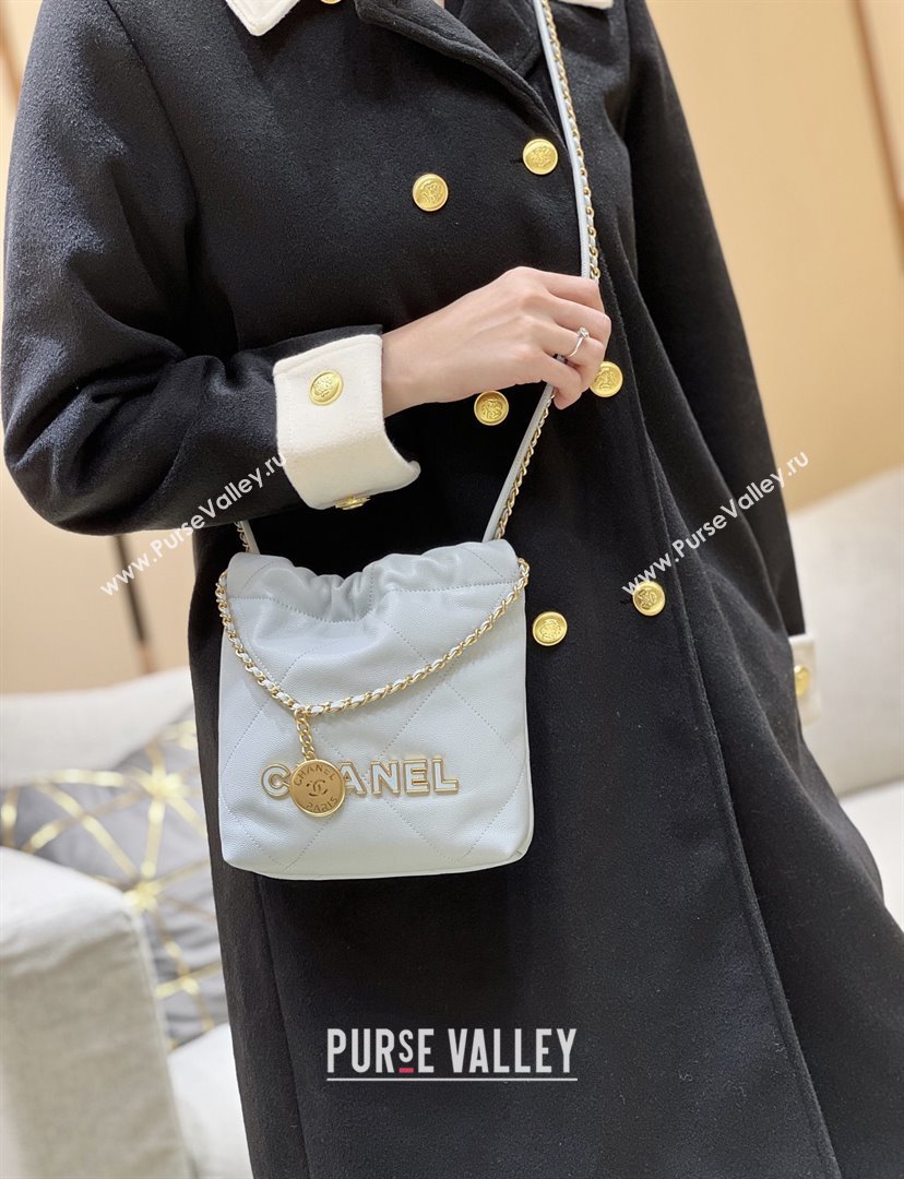 Chanel 22 Mini Bag in Haas Grainy Calfskin AS3980 Light Blue 2025 Top Quality (SHUNY-25081810)