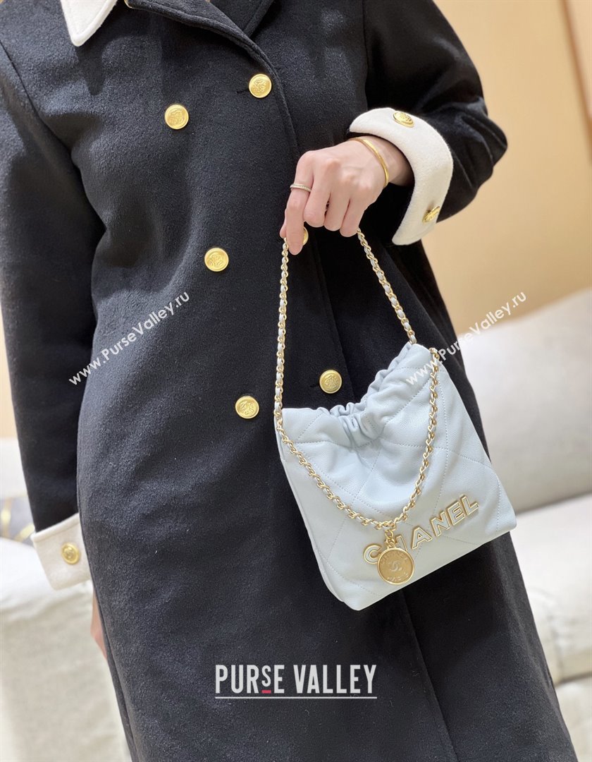 Chanel 22 Mini Bag in Haas Grainy Calfskin AS3980 Light Blue 2025 Top Quality (SHUNY-25081810)