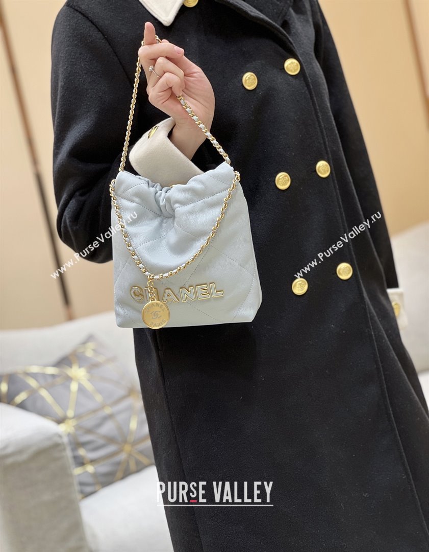 Chanel 22 Mini Bag in Haas Grainy Calfskin AS3980 Light Blue 2025 Top Quality (SHUNY-25081810)