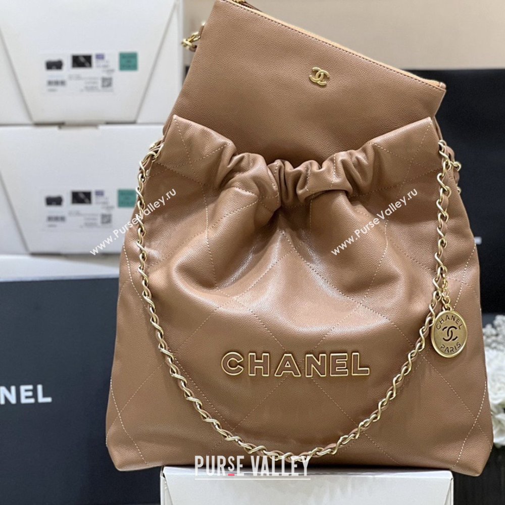 Chanel 22 Small Bag in Haas Grainy Calfskin AS3260 Brown 2025 Top Quality (SHUNY-25081805)