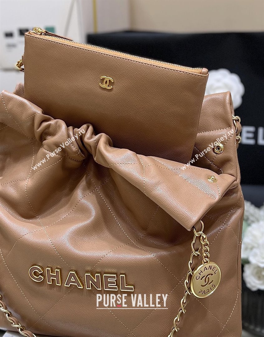 Chanel 22 Small Bag in Haas Grainy Calfskin AS3260 Brown 2025 Top Quality (SHUNY-25081805)