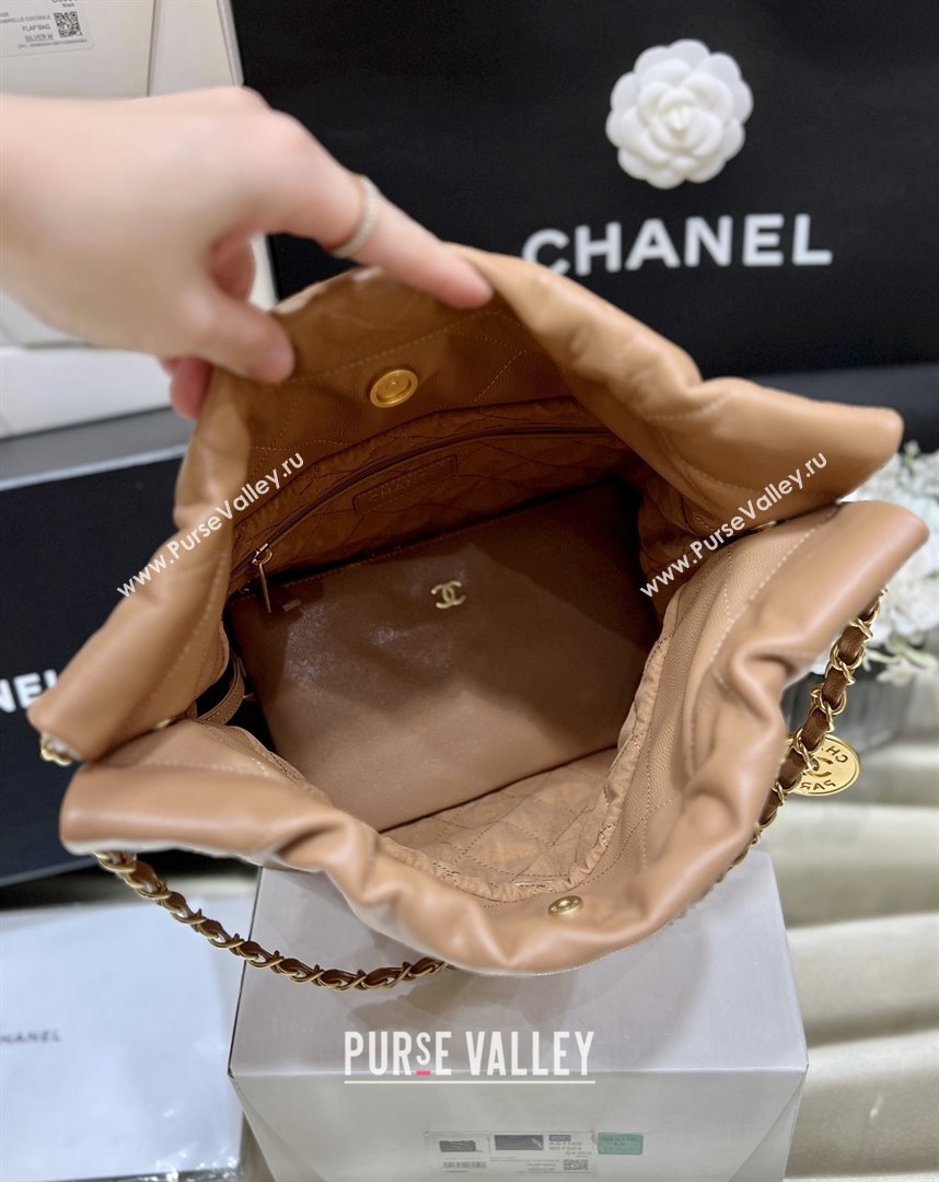Chanel 22 Small Bag in Haas Grainy Calfskin AS3260 Brown 2025 Top Quality (SHUNY-25081805)