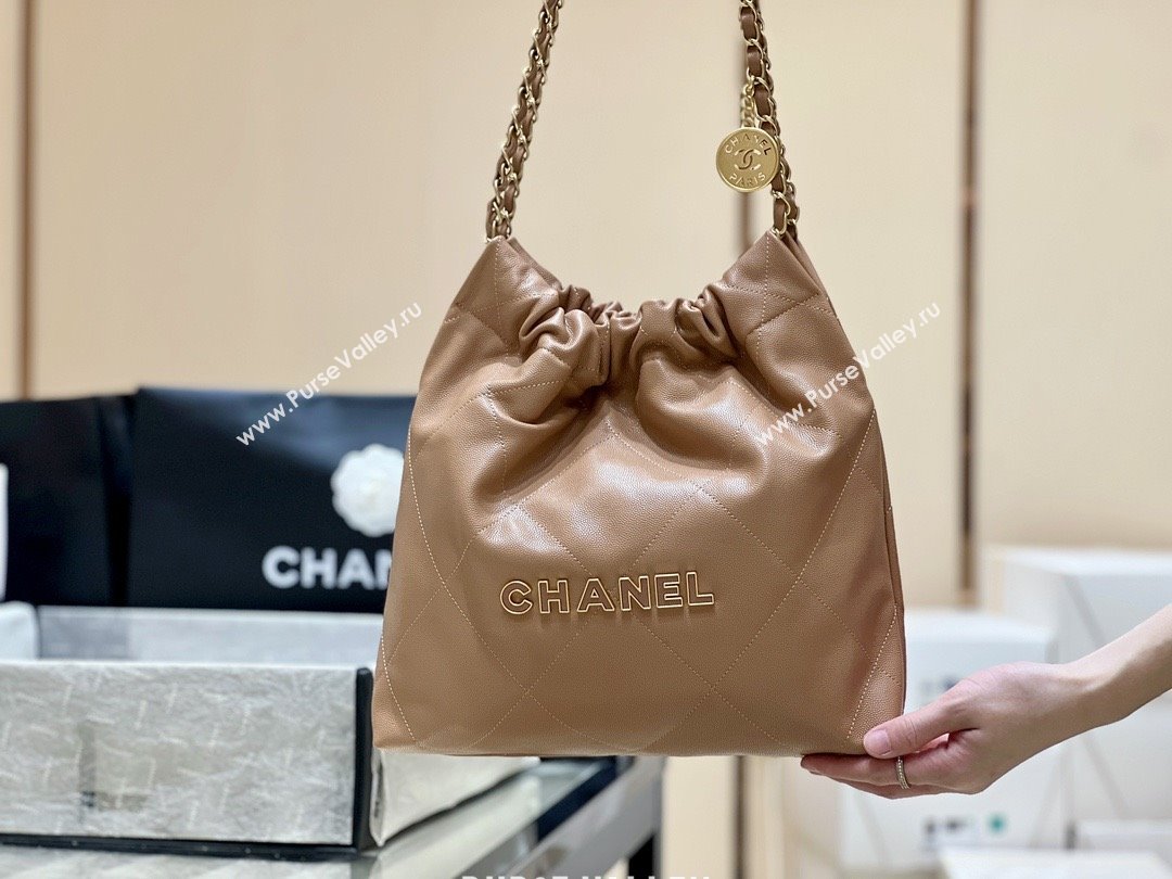 Chanel 22 Small Bag in Haas Grainy Calfskin AS3260 Brown 2025 Top Quality (SHUNY-25081805)