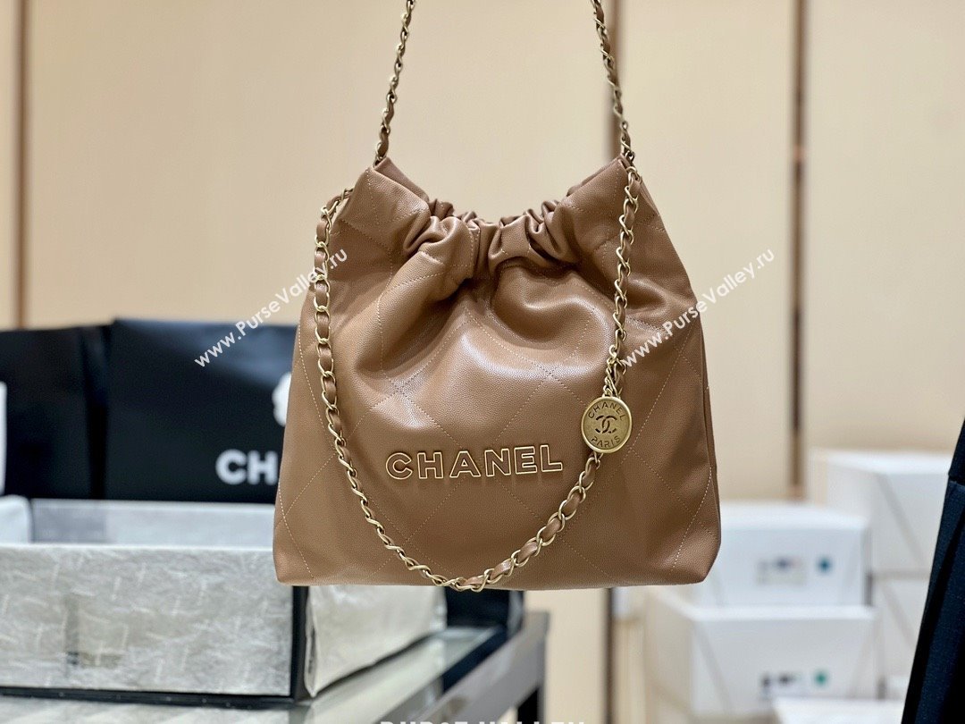 Chanel 22 Small Bag in Haas Grainy Calfskin AS3260 Brown 2025 Top Quality (SHUNY-25081805)