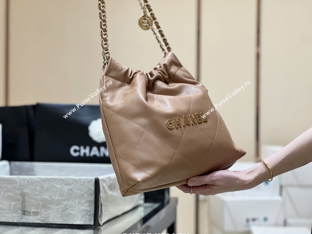 Chanel 22 Small Bag in Haas Grainy Calfskin AS3260 Brown 2025 Top Quality (SHUNY-25081805)