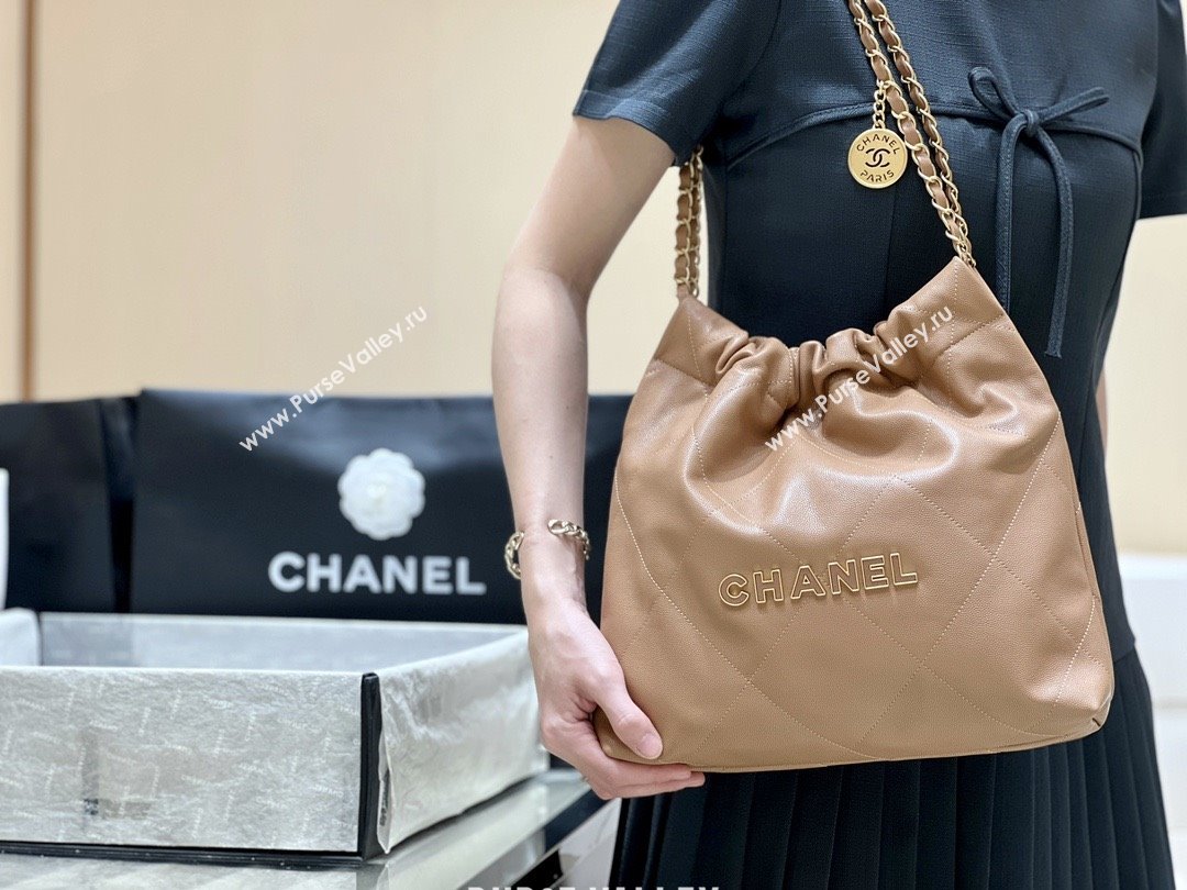 Chanel 22 Small Bag in Haas Grainy Calfskin AS3260 Brown 2025 Top Quality (SHUNY-25081805)