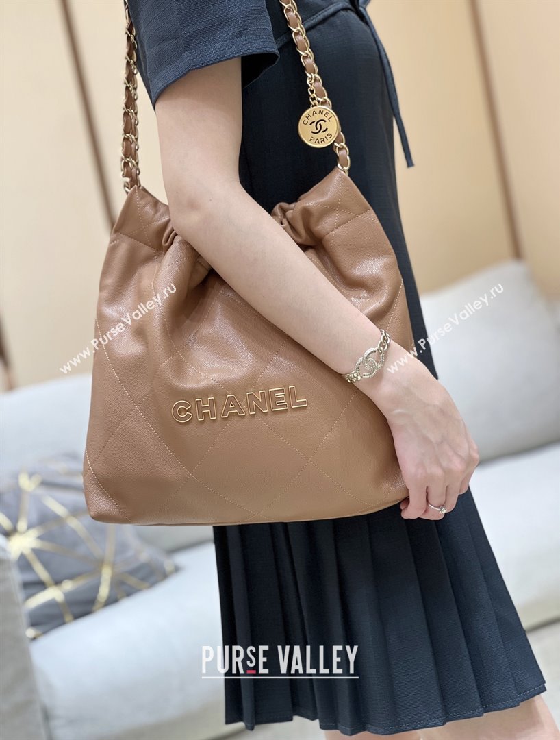 Chanel 22 Small Bag in Haas Grainy Calfskin AS3260 Brown 2025 Top Quality (SHUNY-25081805)