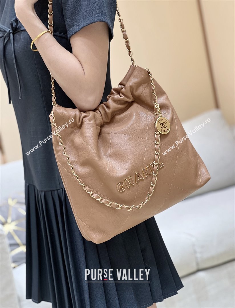 Chanel 22 Small Bag in Haas Grainy Calfskin AS3260 Brown 2025 Top Quality (SHUNY-25081805)