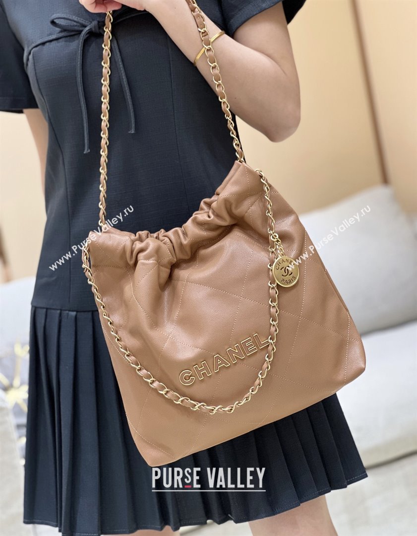 Chanel 22 Small Bag in Haas Grainy Calfskin AS3260 Brown 2025 Top Quality (SHUNY-25081805)