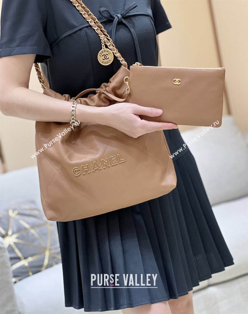 Chanel 22 Small Bag in Haas Grainy Calfskin AS3260 Brown 2025 Top Quality (SHUNY-25081805)