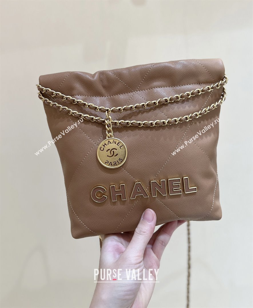 Chanel 22 Mini Bag in Haas Grainy Calfskin AS3980 Brown 2025 Top Quality (SHUNY-25081804)