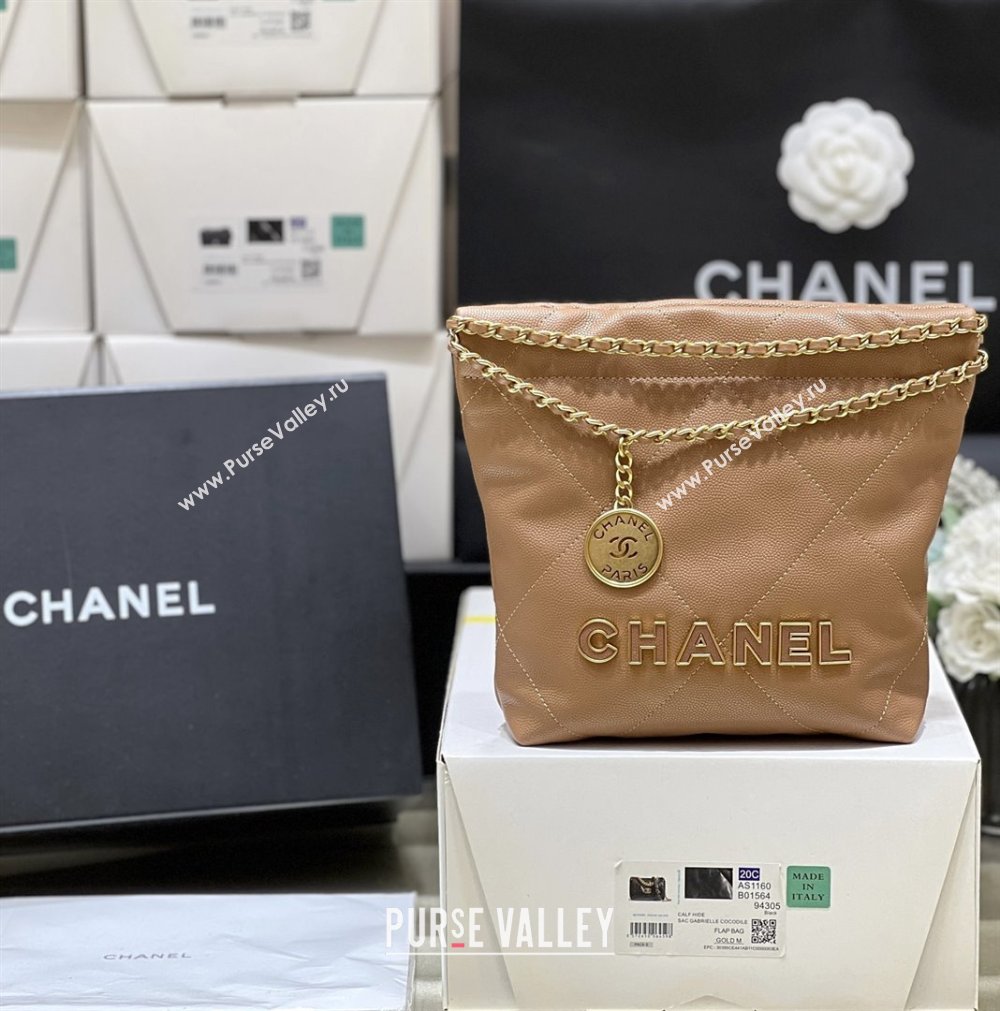 Chanel 22 Mini Bag in Haas Grainy Calfskin AS3980 Brown 2025 Top Quality (SHUNY-25081804)